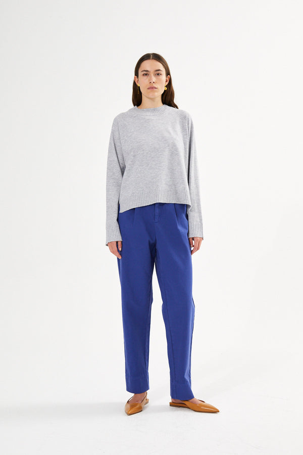 Raina - Canvas light pleat pant I Workwear blue    1 - Rabens Saloner