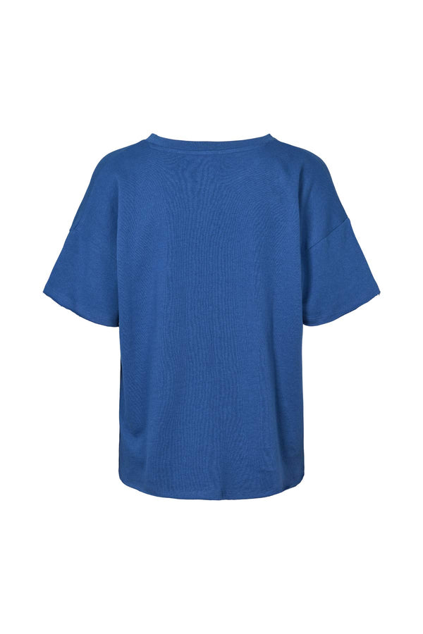 Margot - Light stretch cropped t-shirt I Workwear blue melange 2 - Rabens Saloner