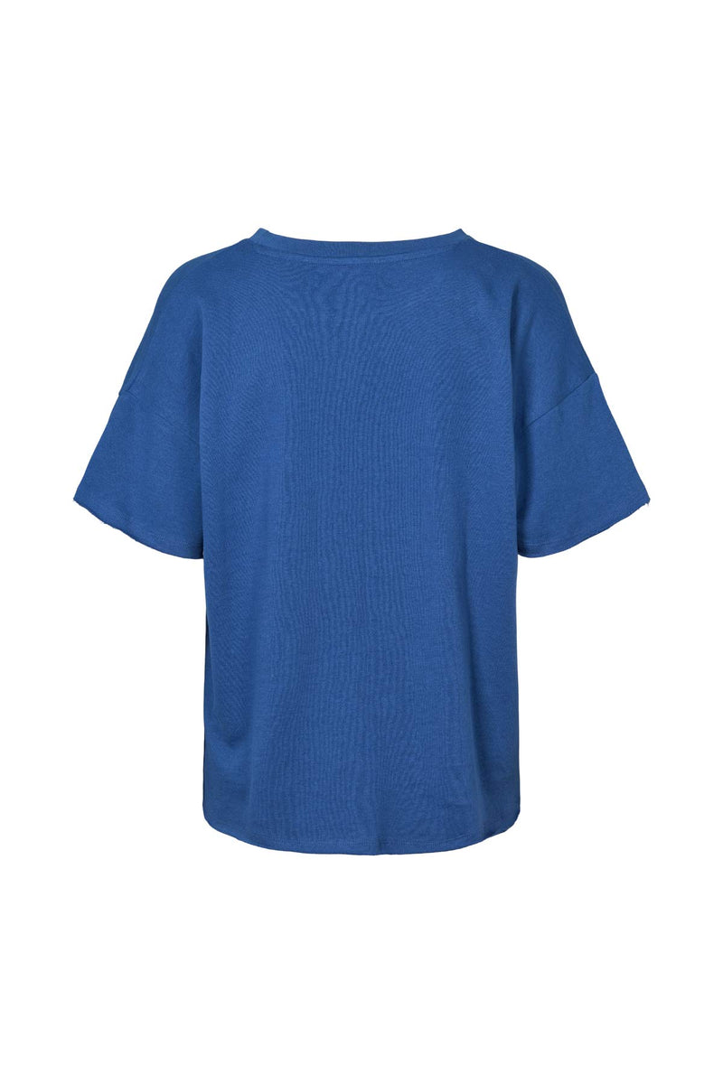 Margot - Light stretch cropped t-shirt I Workwear blue melange 2 - Rabens Saloner