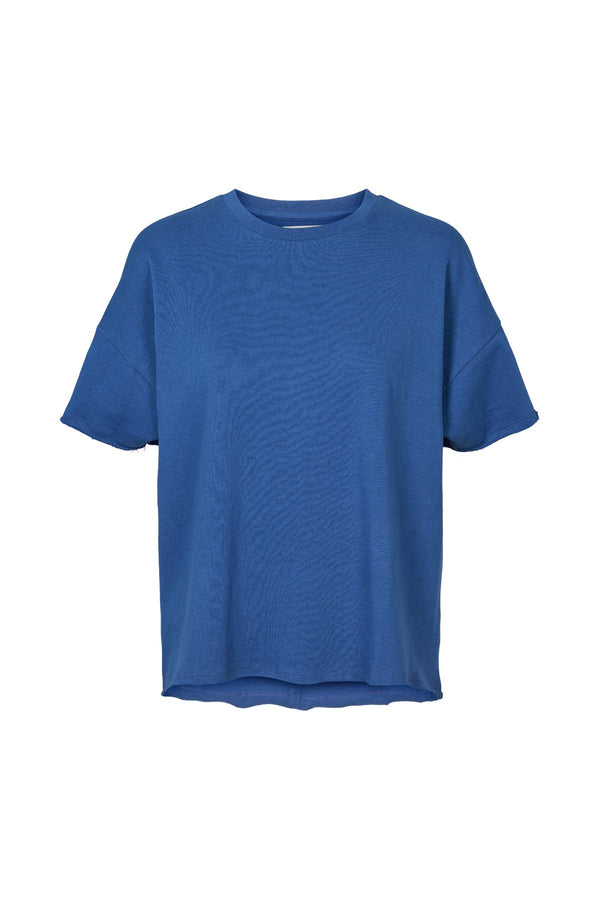 Margot - Light stretch cropped t-shirt I Workwear blue melange Workwear blue melange XS/S 1 - Rabens Saloner