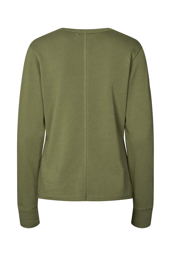 Hila - Light stretch crew neck top I Loden green 2 - Rabens Saloner