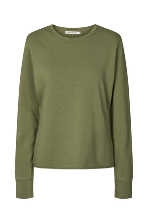 Hila - Light stretch crew neck top I Loden green Loden green XS  1 - Rabens Saloner