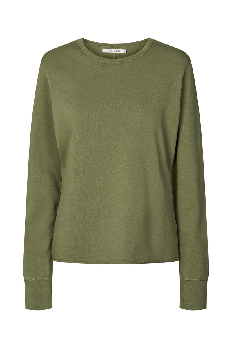 Hila - Light stretch crew neck top I Loden green Loden green XS 1 - Rabens Saloner