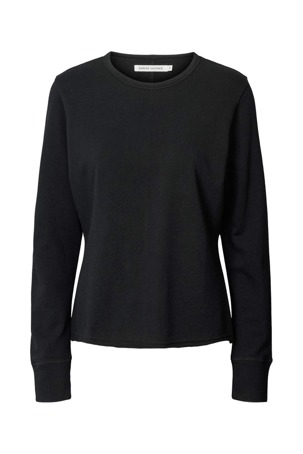 Hila - Light stretch crew neck top I Jet black Jet black XS 1 - Rabens Saloner