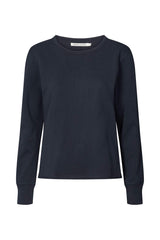 Hila - Light stretch crew neck top I Navy    1 - Rabens Saloner