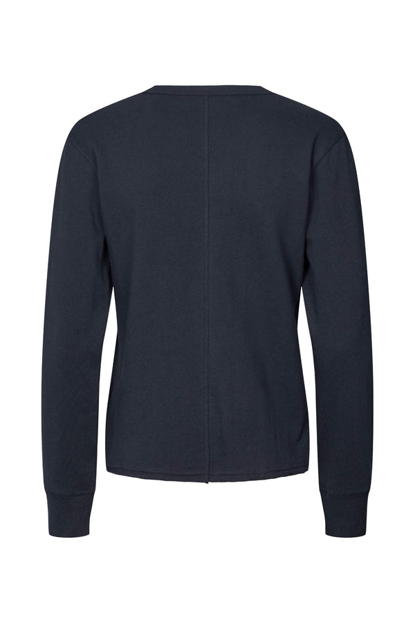 Hila - Light stretch crew neck top I Navy 2 - Rabens Saloner