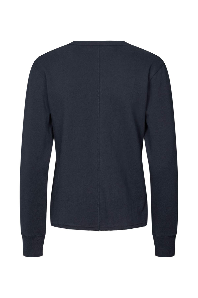 Hila - Light stretch crew neck top I Navy    2 - Rabens Saloner