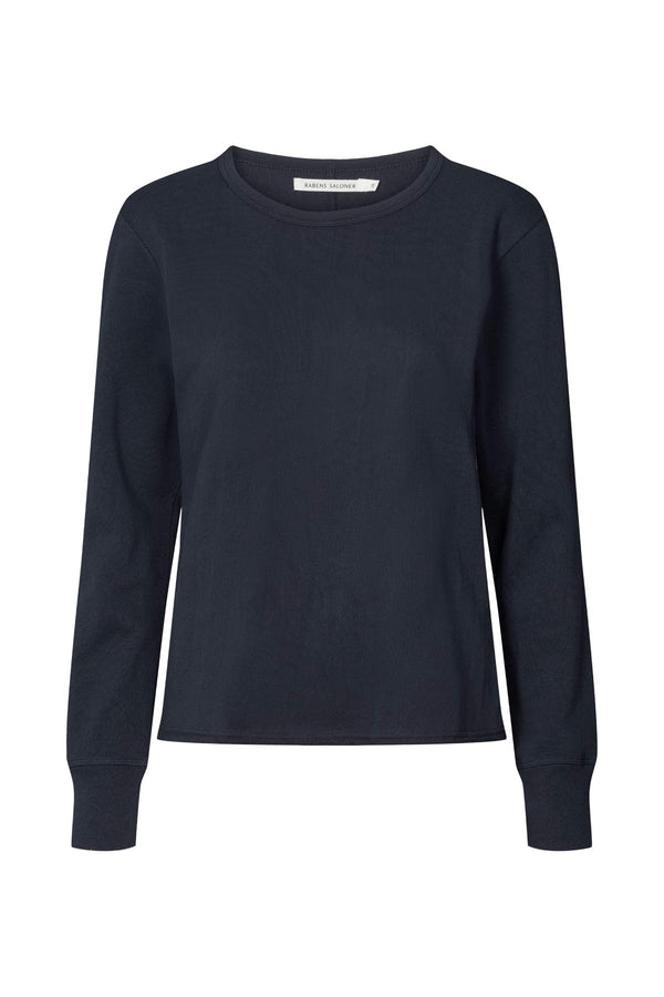 Hila - Light stretch crew neck top I Navy Navy XS 1 - Rabens Saloner