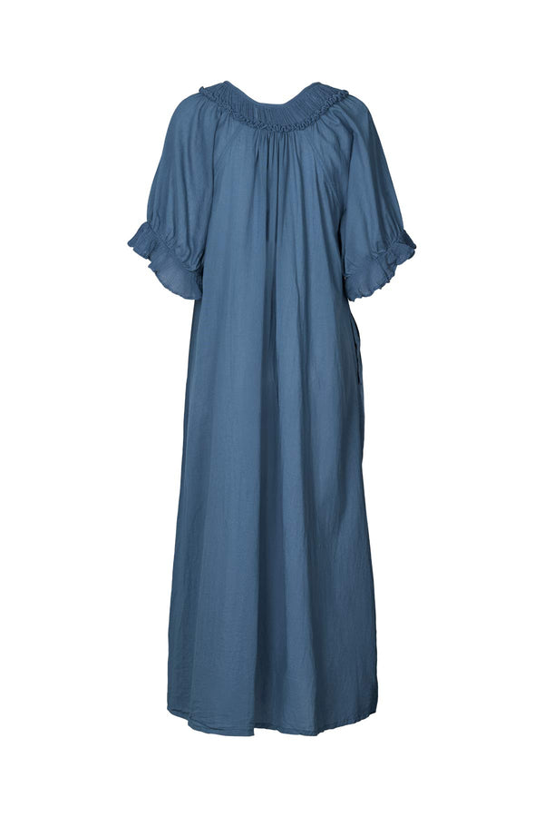 Cotton long angel dress - Dorothea I Dusty indigo 2 - Rabens Saloner