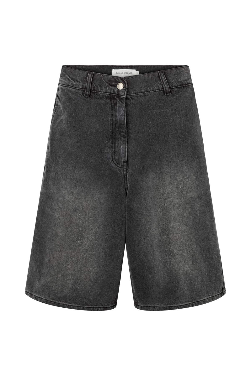 Raha - Denim black wide shorts I Washed black denim Washed black denim XS 1 - Rabens Saloner