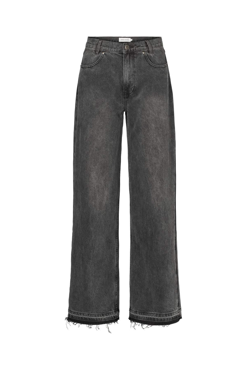 Denim black straight pants - Fellini I Washed black denim 5 - Rabens Saloner