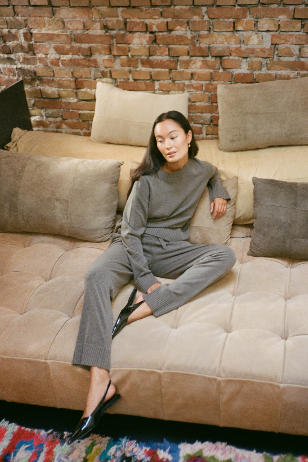 Jorun - Knit lounge pants I Mole melange 1 - Rabens Saloner