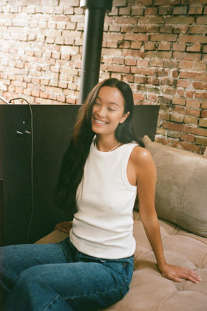 Nelle - Rib jersey tank I White 2 - Rabens Saloner