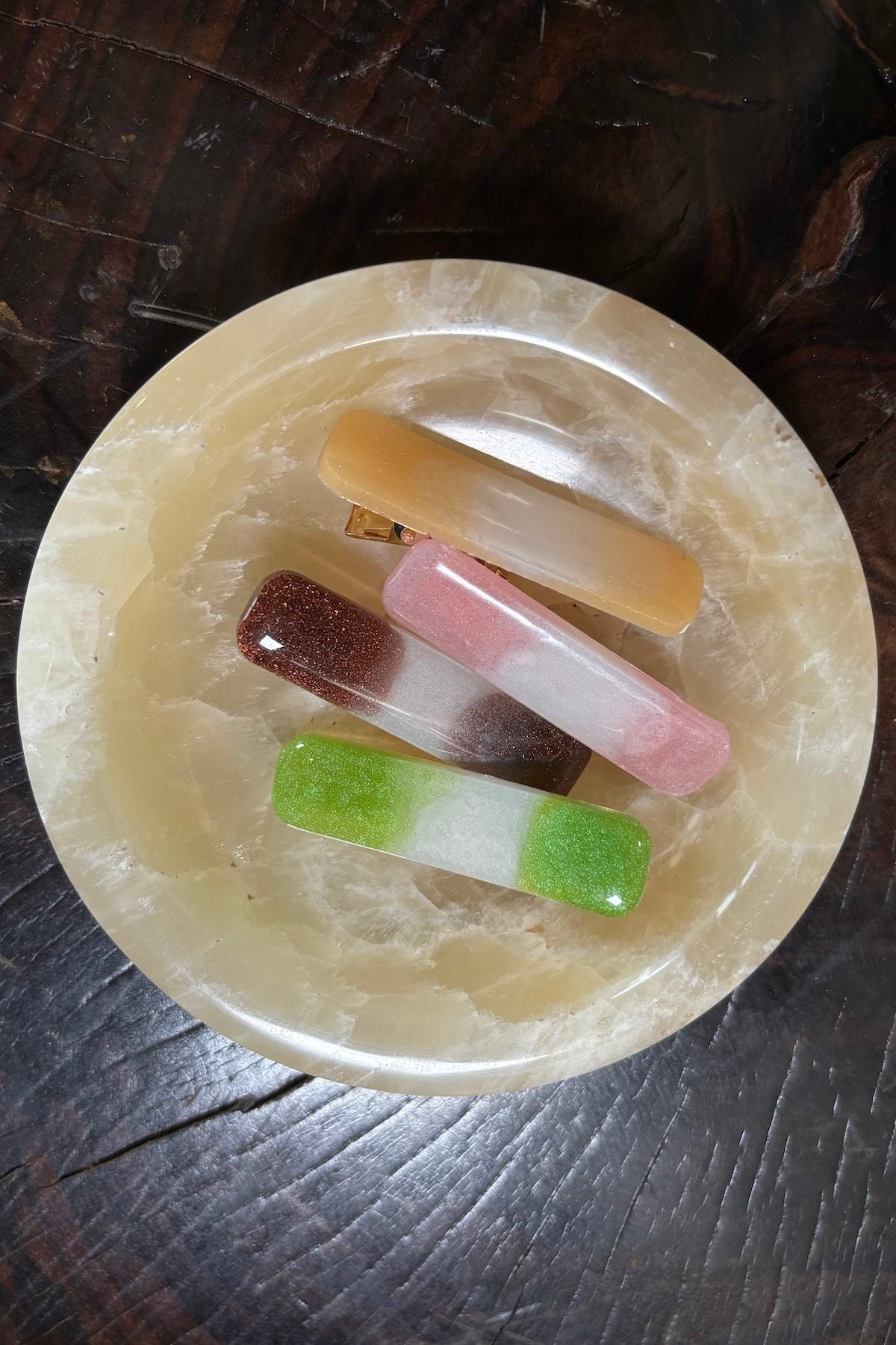 Hair Clip Mini - Zia I Light Green Stripe