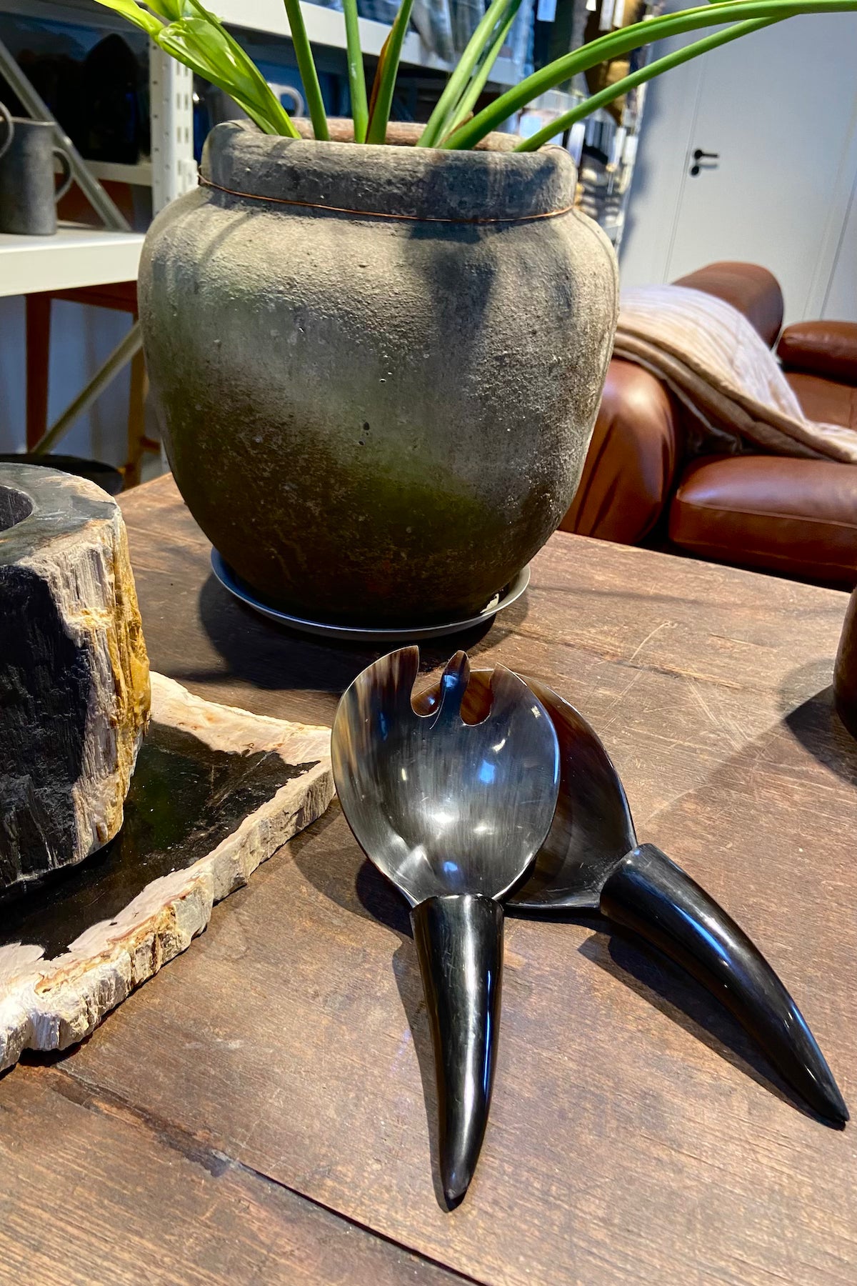 Horn Salad Servers - Salad Servers I Black Horn    1 - Rabens Saloner