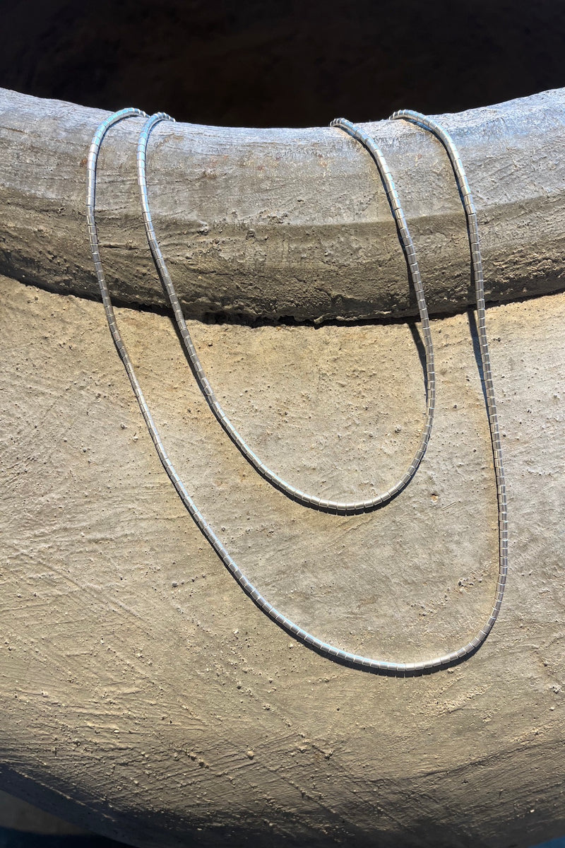 Nafsu - Tube bead silver necklace I 60 cm