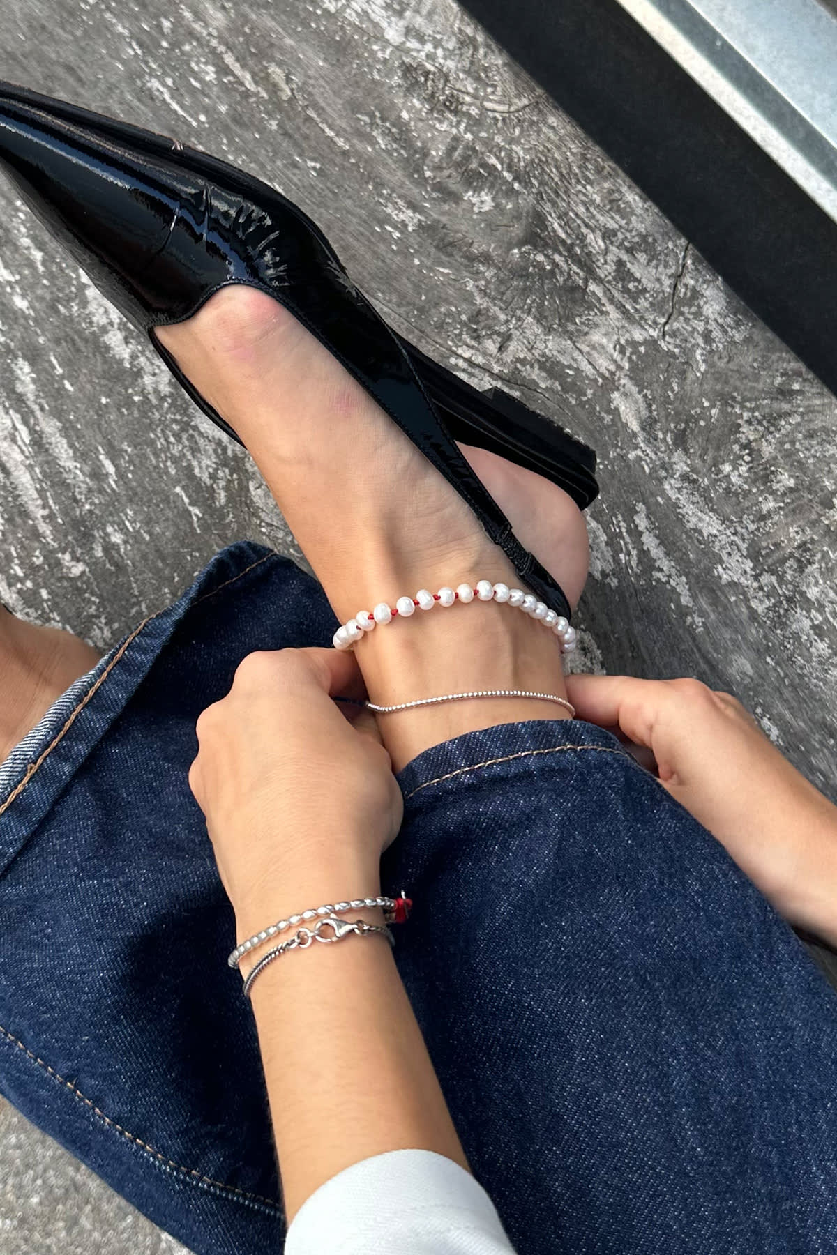 Pearl Anklet - Nafsu I Gold Beads 1 - Rabens Saloner