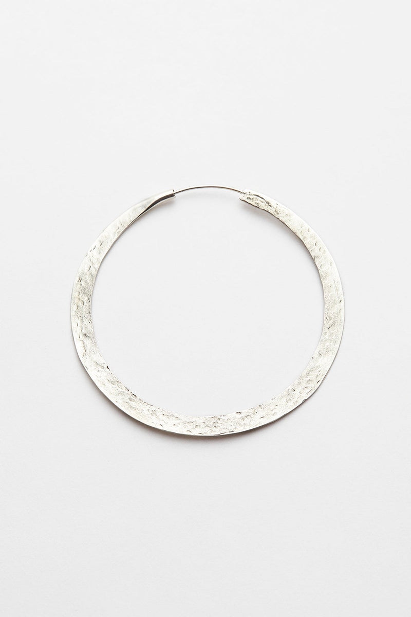 Nafsu - Silver hammered hoop L I Silver Silver O/S 4 - Rabens Saloner