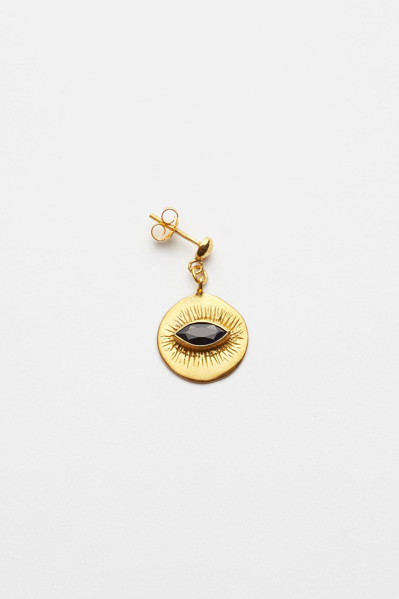 Nafsu - Earstick w/ round eye pendant I Gold plated/ Sapphire Gold plated/ Sapphire O/S 1 - Rabens Saloner