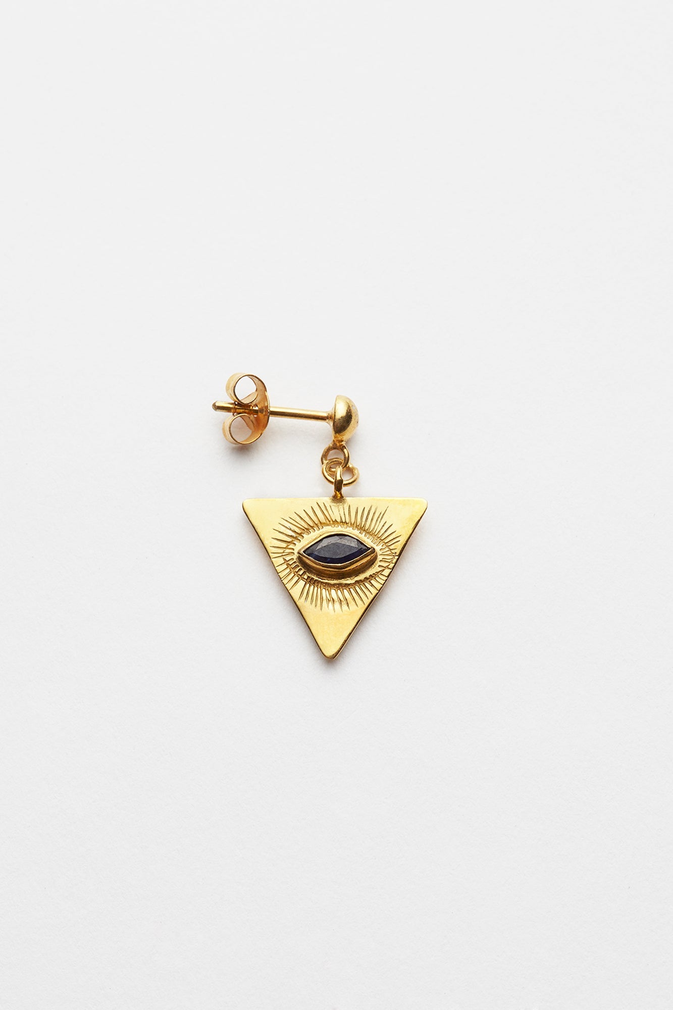Nafsu - Earstick w/ Triangle Eye Pendant I Black Sapphire Black Sapphire O/S 4 - Rabens Saloner