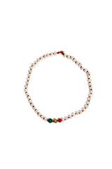 Pearl Necklace With Beads - Nafsu I Gold Beads w/ Coral and Green Onyx 2 - Rabens Saloner