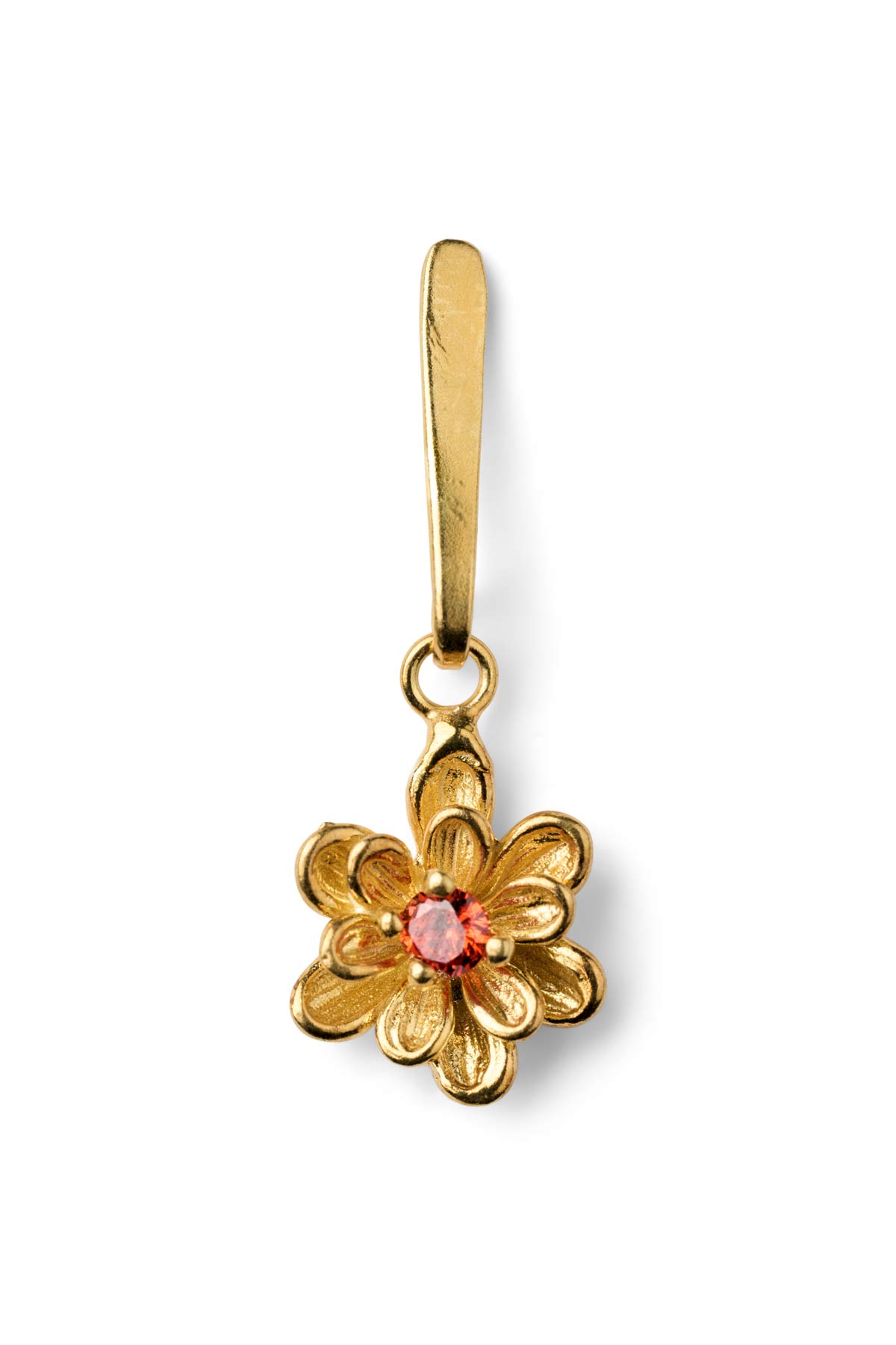 Stem Flower Stud - Nafsu I Gold w/ orange stone Gold w/ orange stone 1 - Rabens Saloner