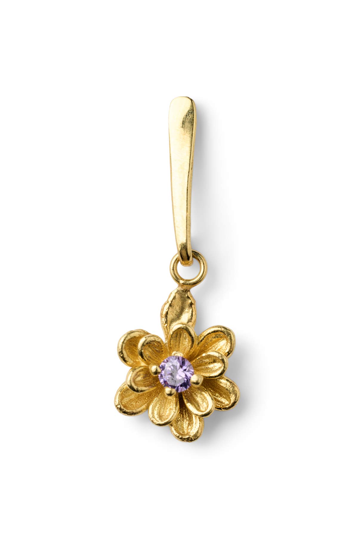 Stem Flower Stud - Nafsu I Gold w/ purple stone 2 - Rabens Saloner