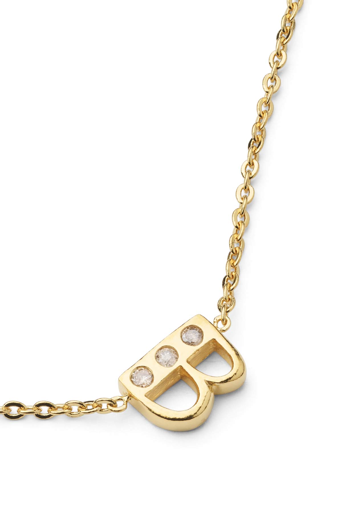 Diamond letter necklace - Rabens Momento I Gold w/ Champaign diamond