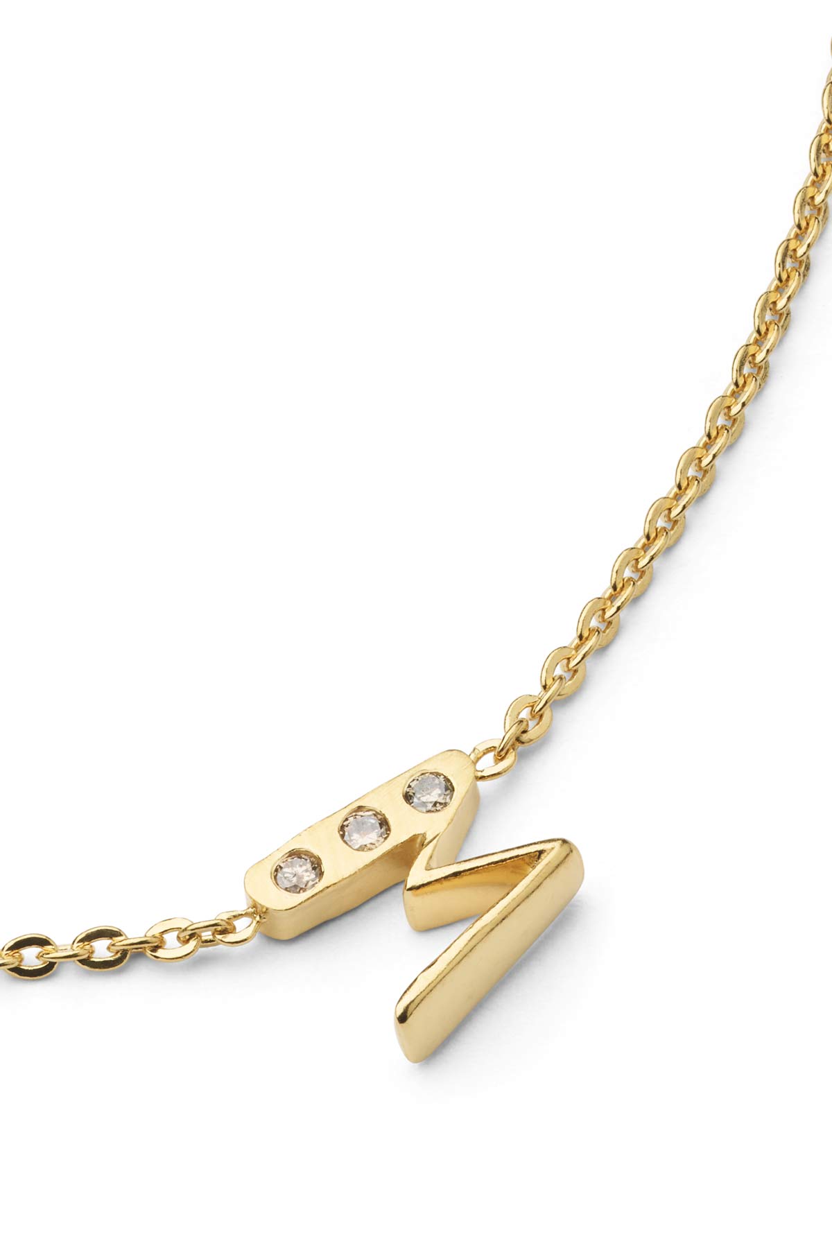 Diamond letter necklace - Rabens Momento I Gold w/ Champaign diamond Gold w/ Champaign diamond M 3 - Rabens Saloner