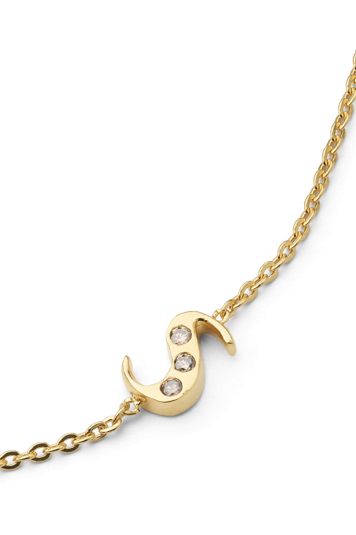 Diamond letter necklace - Rabens Momento I Gold w/ Champaign diamond Gold w/ Champaign diamond S 1 - Rabens Saloner