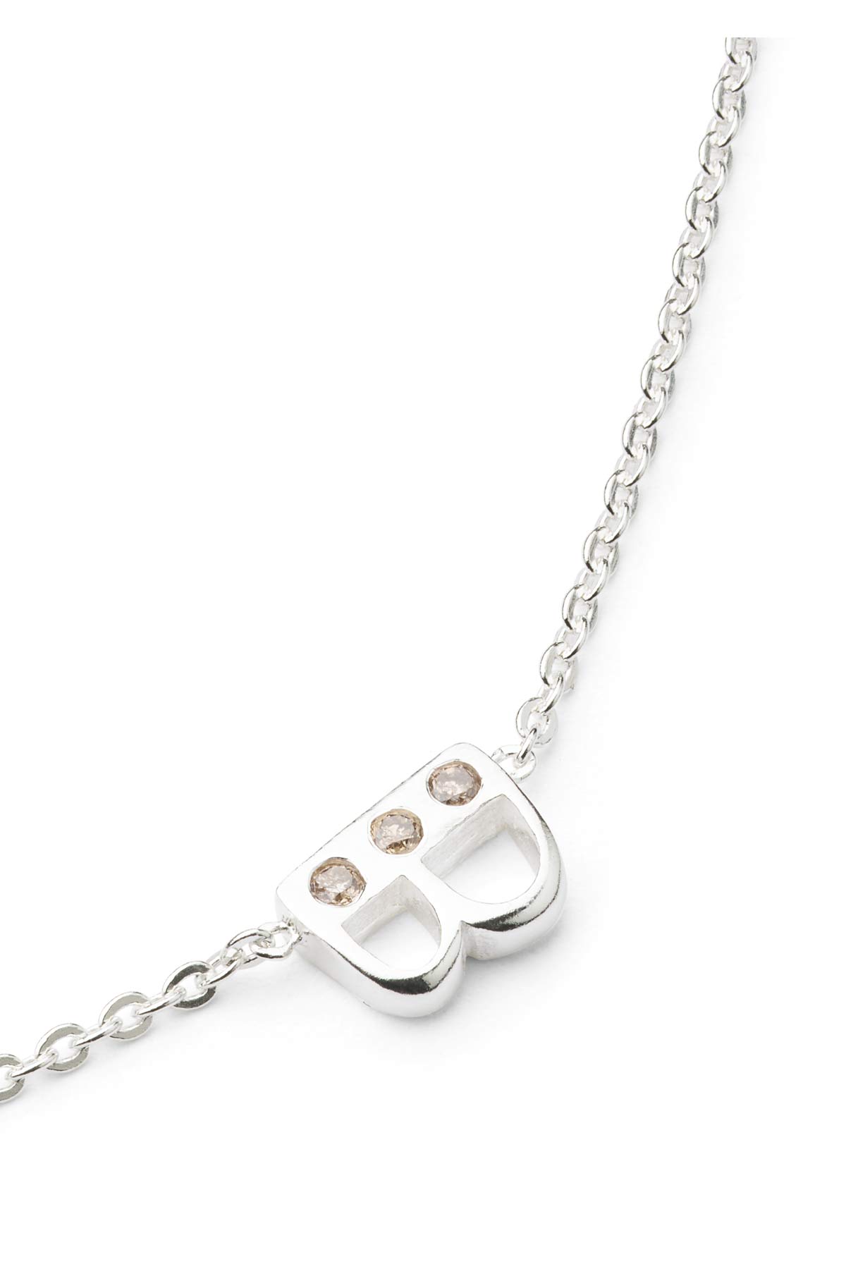 Diamond letter necklace - Rabens Momento I Silver w/ Champaign diamond Silver w/ Champaign diamond B 10 - Rabens Saloner
