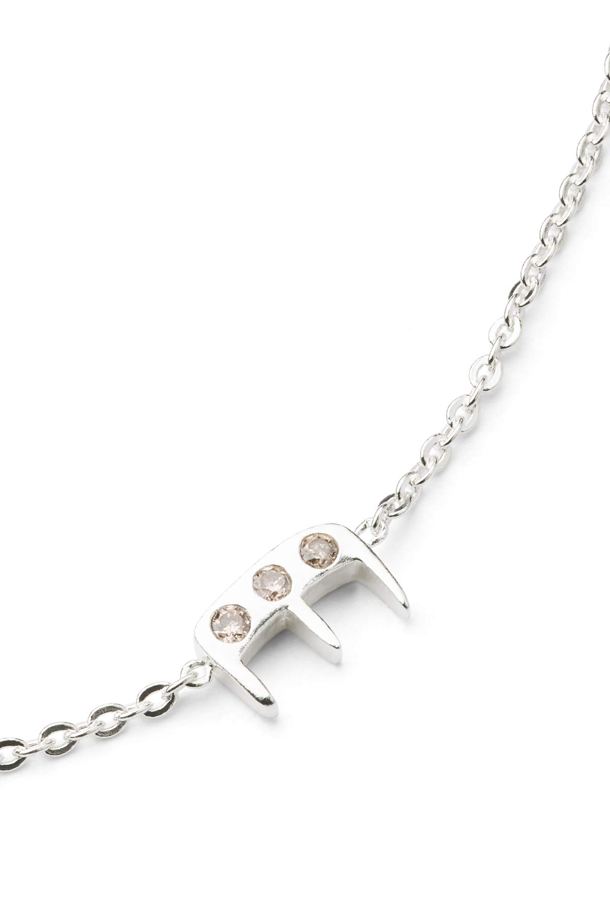 Diamond letter necklace - Rabens Momento I Silver w/ Champaign diamond Silver w/ Champaign diamond E 16 - Rabens Saloner