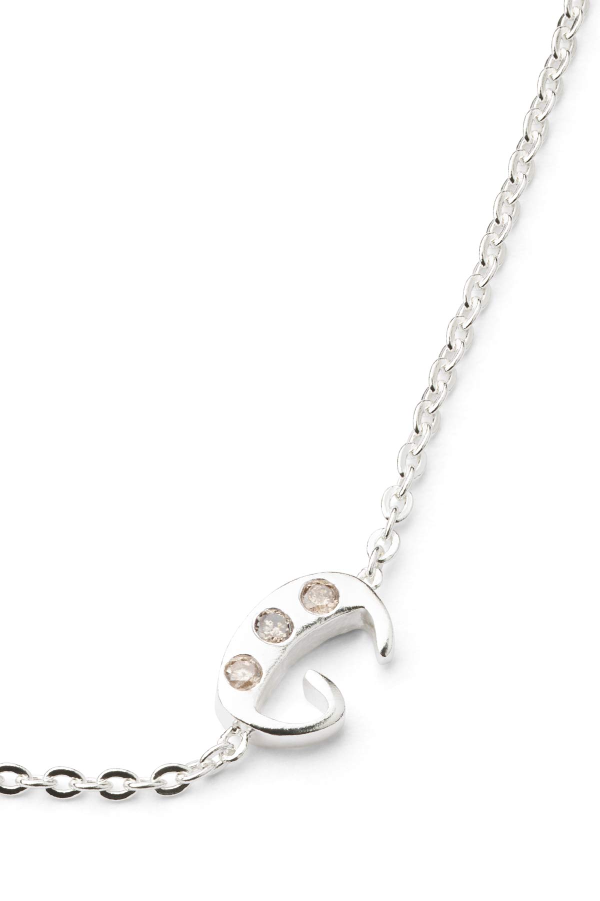 Diamond letter necklace - Rabens Momento I Silver w/ Champaign diamond Silver w/ Champaign diamond G 20 - Rabens Saloner