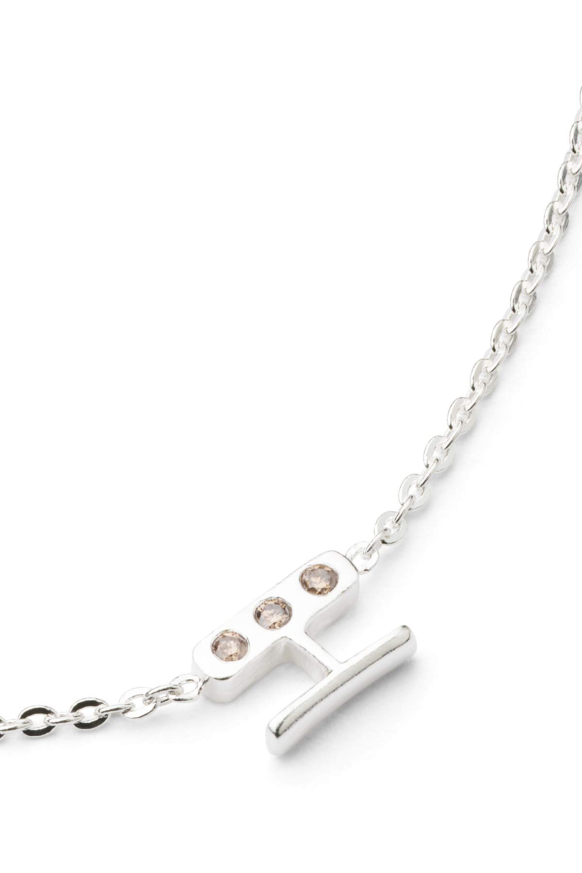 Diamond letter necklace - Rabens Momento I Silver w/ Champaign diamond Silver w/ Champaign diamond H 22 - Rabens Saloner