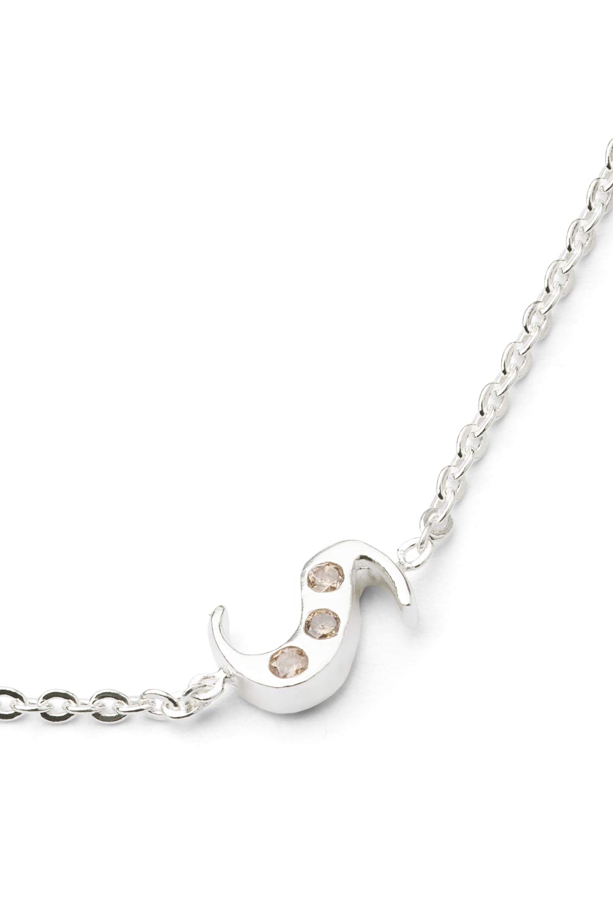 Diamond letter necklace - Rabens Momento I Silver w/ Champaign diamond Silver w/ Champaign diamond S 1 - Rabens Saloner