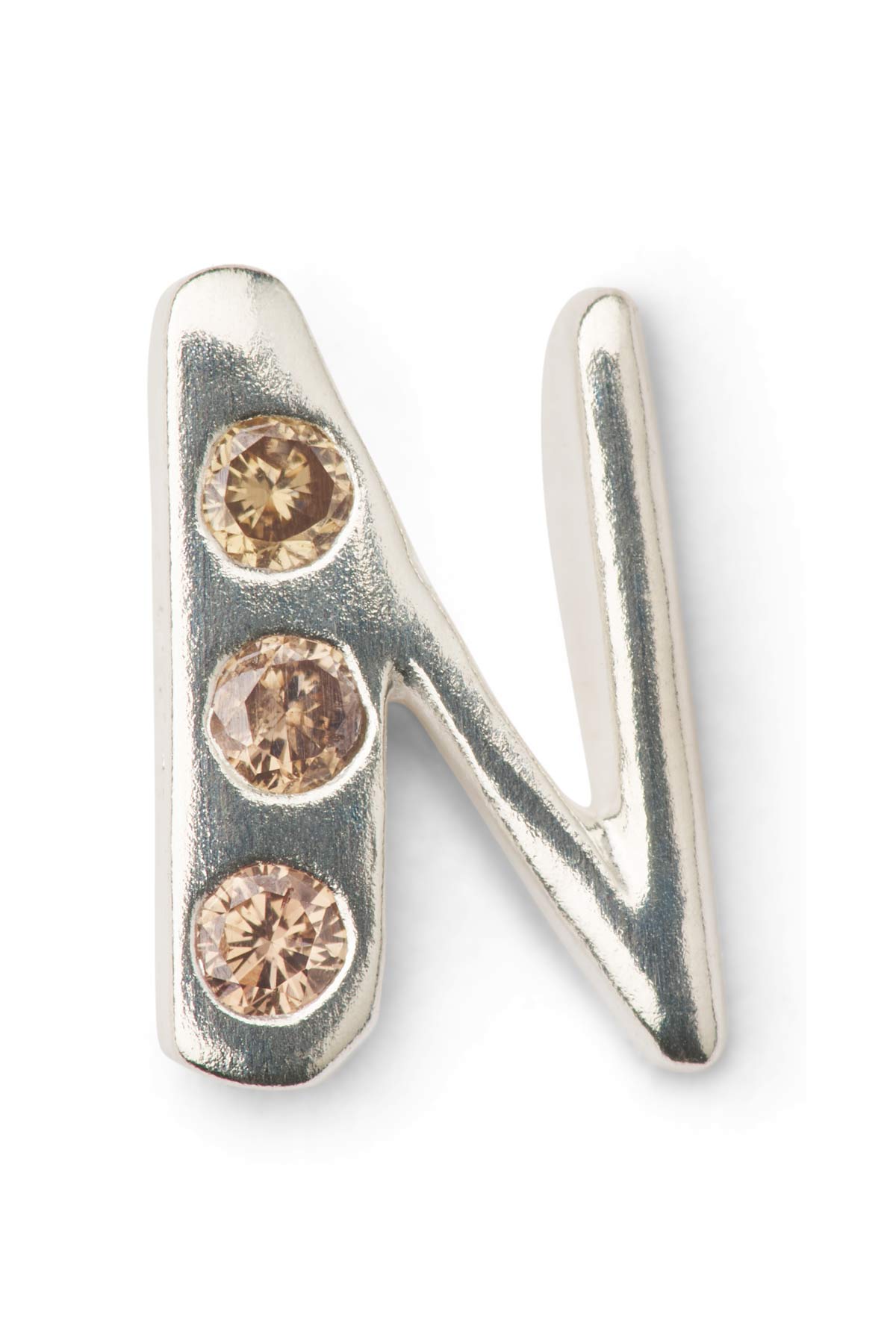 Diamond letter ear stud - Rabens Momento I Silver w/ Champaign diamond