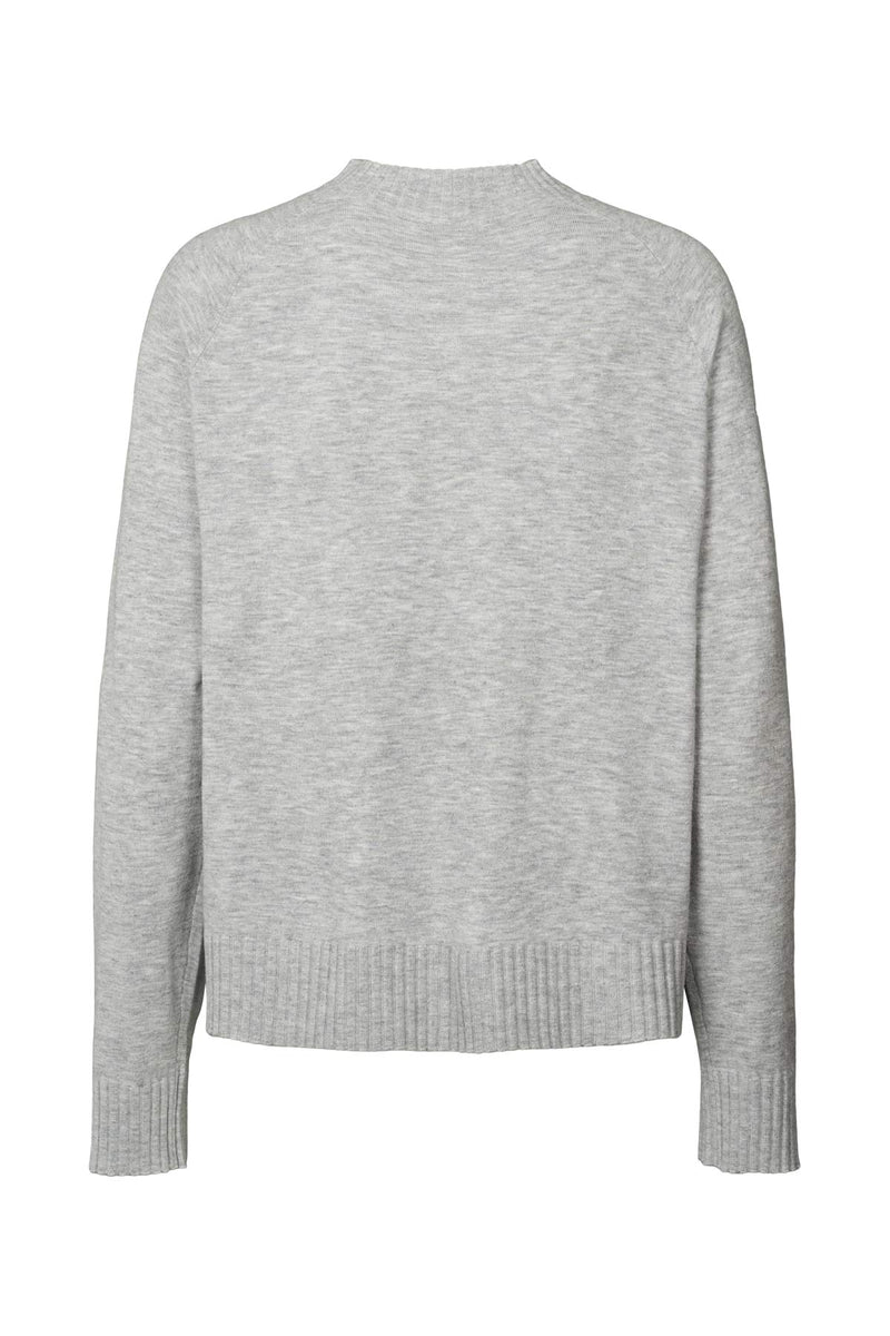 Ruca - Knit lounge boxy sweater I Grey melange    4 - Rabens Saloner