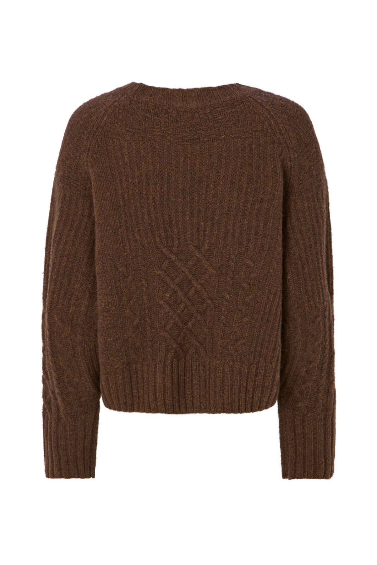 Baze - Patchwork knit cropped sweater I Brown 5 - Rabens Saloner