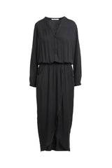 Vera - Solid wrap over dress L/S I Black 5 - Rabens Saloner