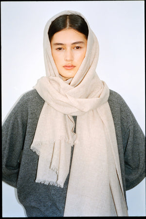 Wool cash scarf - Caroliva I Oatmeal melange Oatmeal melange O/S 1 - Rabens Saloner