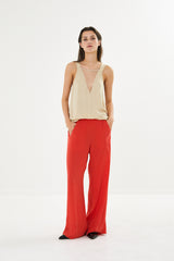 Alisa - Sandwashed wide leg pant I Red    3 - Rabens Saloner