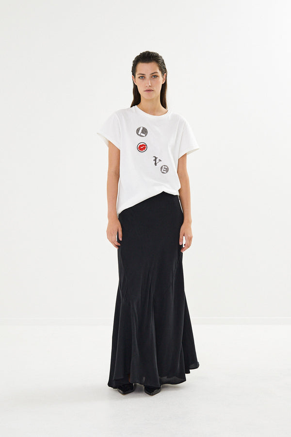 Jelena - Sandwashed long skirt I Black    1 - Rabens Saloner