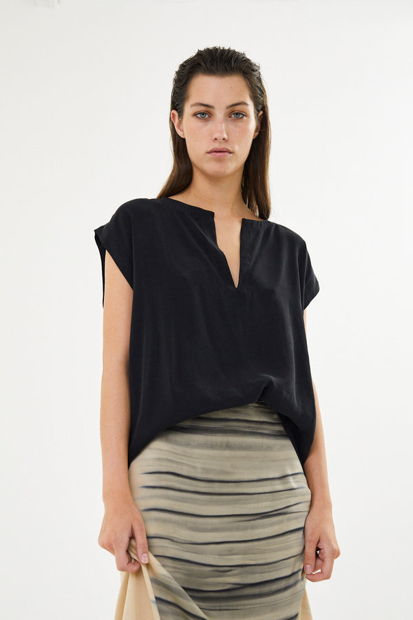 Rosalyn - Sandwashed blouse I Black    1 - Rabens Saloner