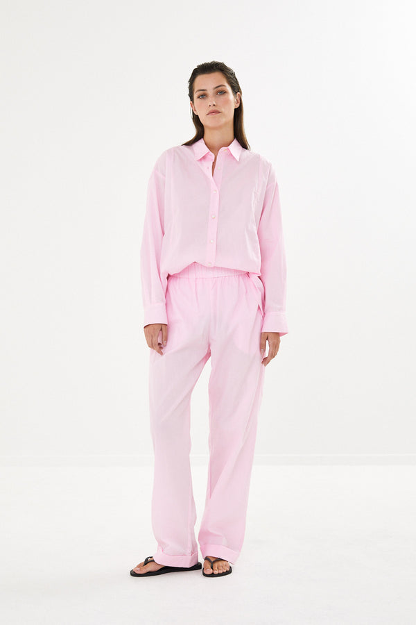 Lorna - Poplin bib front shirt I Light Pink    2 - Rabens Saloner