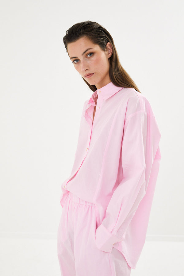 Lorna - Poplin bib front shirt I Light Pink