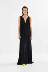 Chili - Sandwashed long placket dress I Black    1 - Rabens Saloner