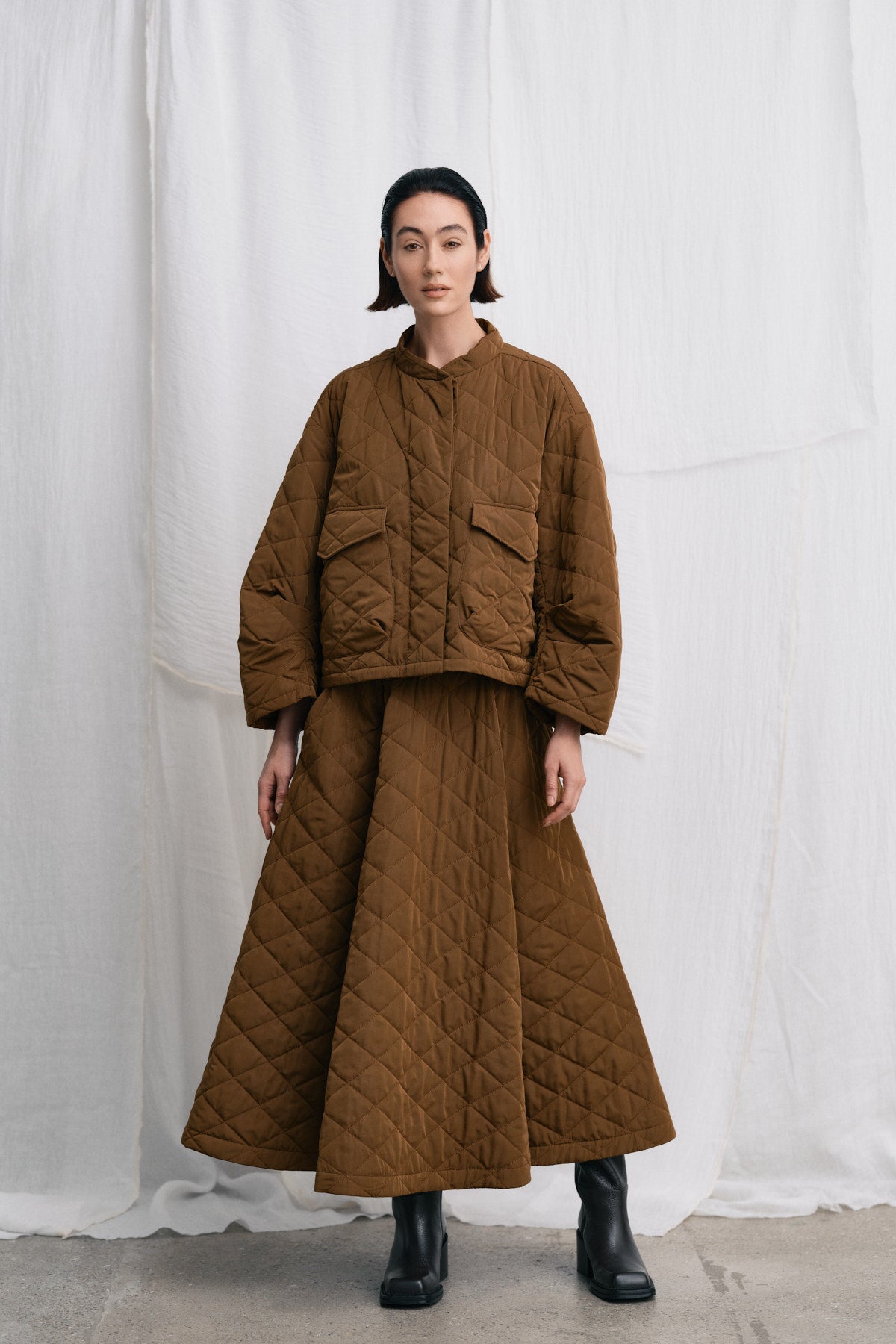 Bisharo - Tech quilt full skirt I Chestnut Chestnut XS 4 - Rabens Saloner