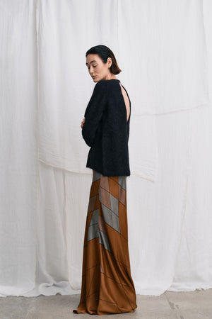 Dinea - Fluffy knit open back sweater I Black Black XS 6 - Rabens Saloner