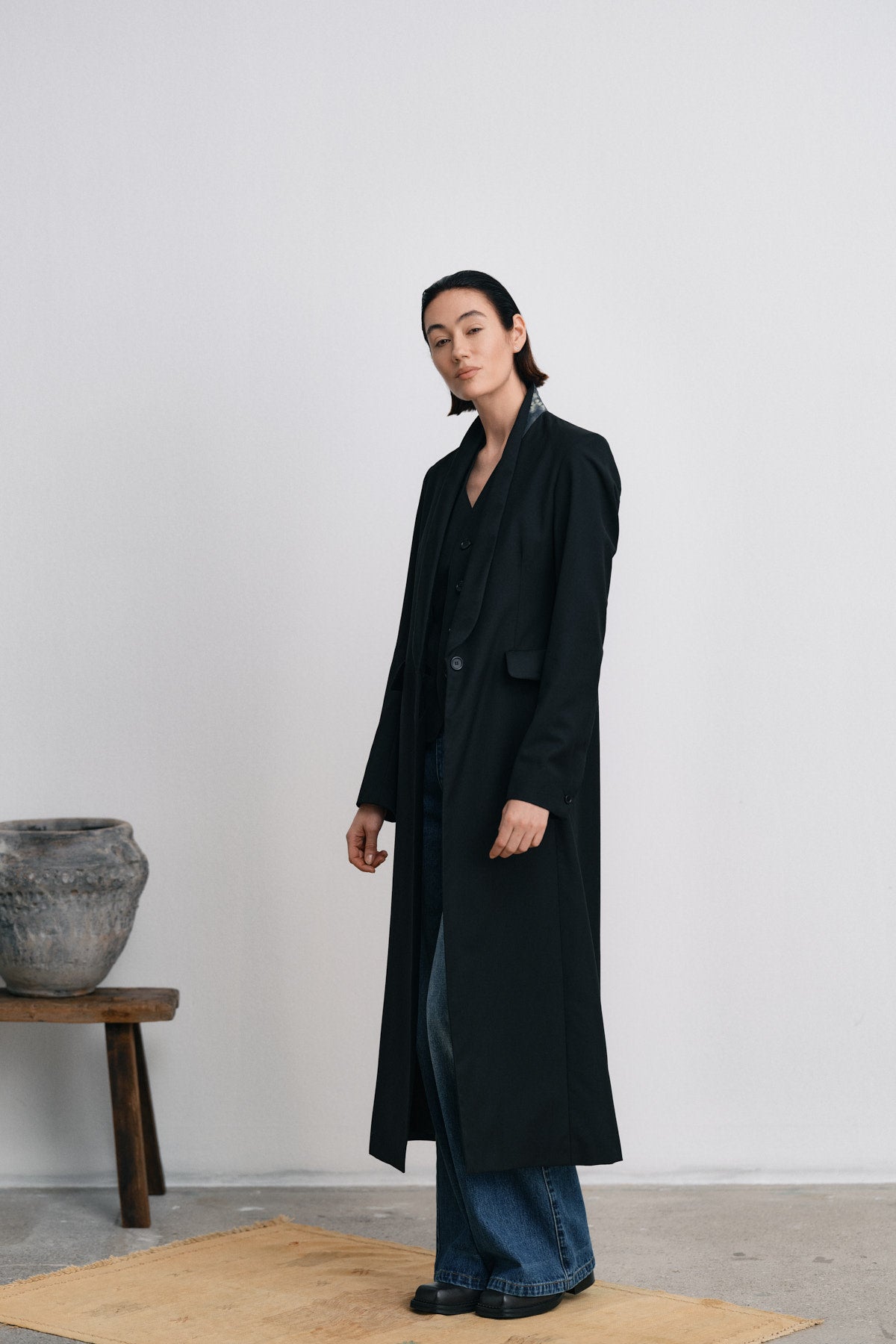 Talma - Smooth tailoring long jacket I Black 9 - Rabens Saloner