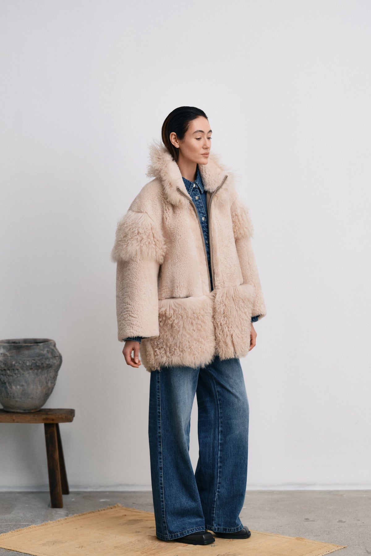 Stacia - Duo shearling jacket I Chalk 8 - Rabens Saloner